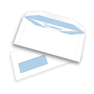 1000 White DL+ Gummed Plain Windowed (45mm x 90mm Window) Folding Inserting Machine Envelopes (114mm x 235mm)