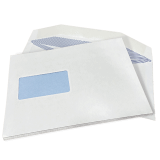 500 White C5+ Gummed Plain Windowed (45mm x 90mm Window) Envelopes (162mm x 235mm)