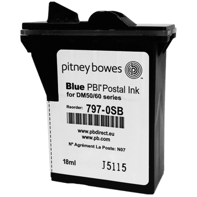 Pitney Bowes DM60 Ink Cartridge & K722 Ink Cartridge - Original Blue