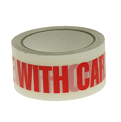 White & Red Handle With Care Packing Tape - 48mmx66m