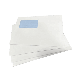 500 White C5+ Gummed Plain High Windowed (45mm x 90mm Window) Envelopes (162mm x 235mm)
