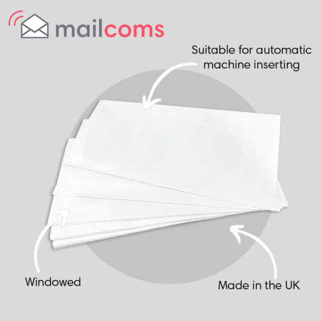 White DL+ Gummed Plain (Non Window) Envelopes (114mm x 235mm)