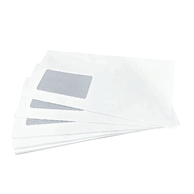 White DL+ Gummed Plain Windowed (45mm x 90mm Window) Envelopes (114mm x 235mm)
