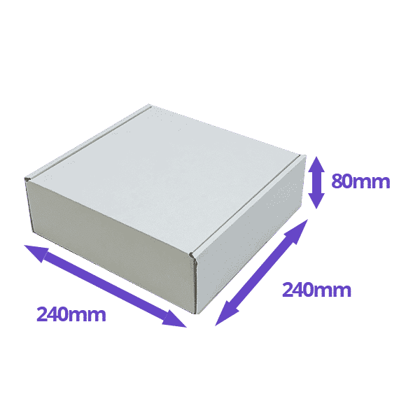 White PiP Small Parcel Postal Box - 240x240x80mm - Packs of 10, 25 & 50