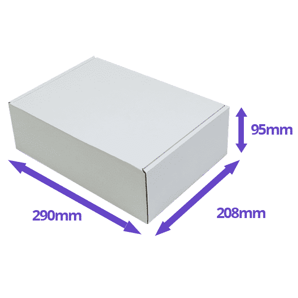 White PiP Small Parcel Postal Box - 290x208x95mm - Packs of 10, 25 & 50