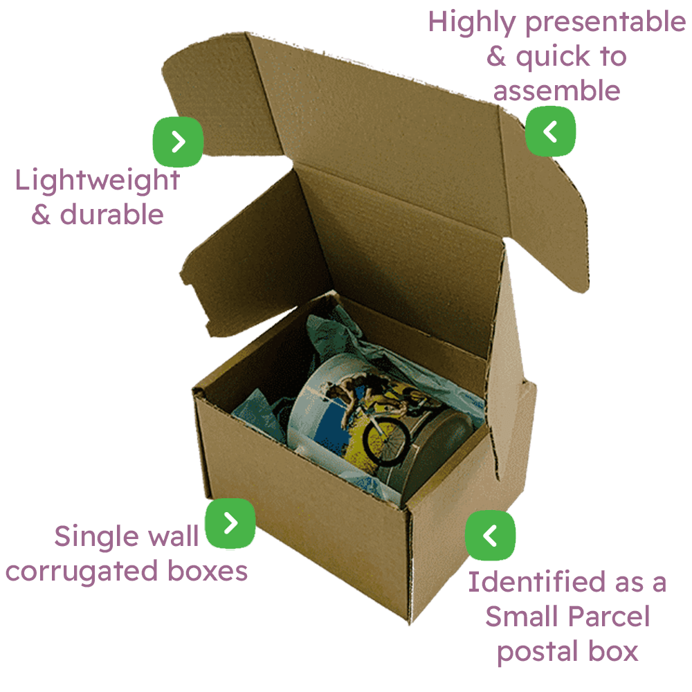 Brown PiP Small Parcel Postal Box – 152x127x95mm Infographic