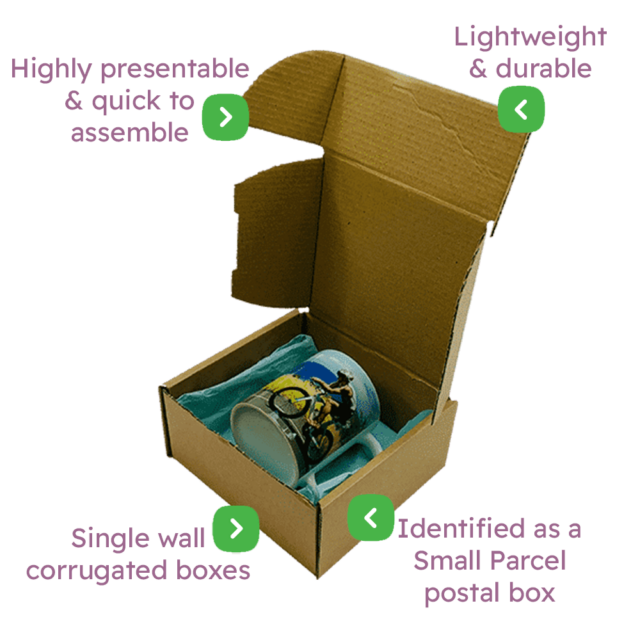 Brown PiP Small Parcel Postal Box - 160x150x75mm Infographic