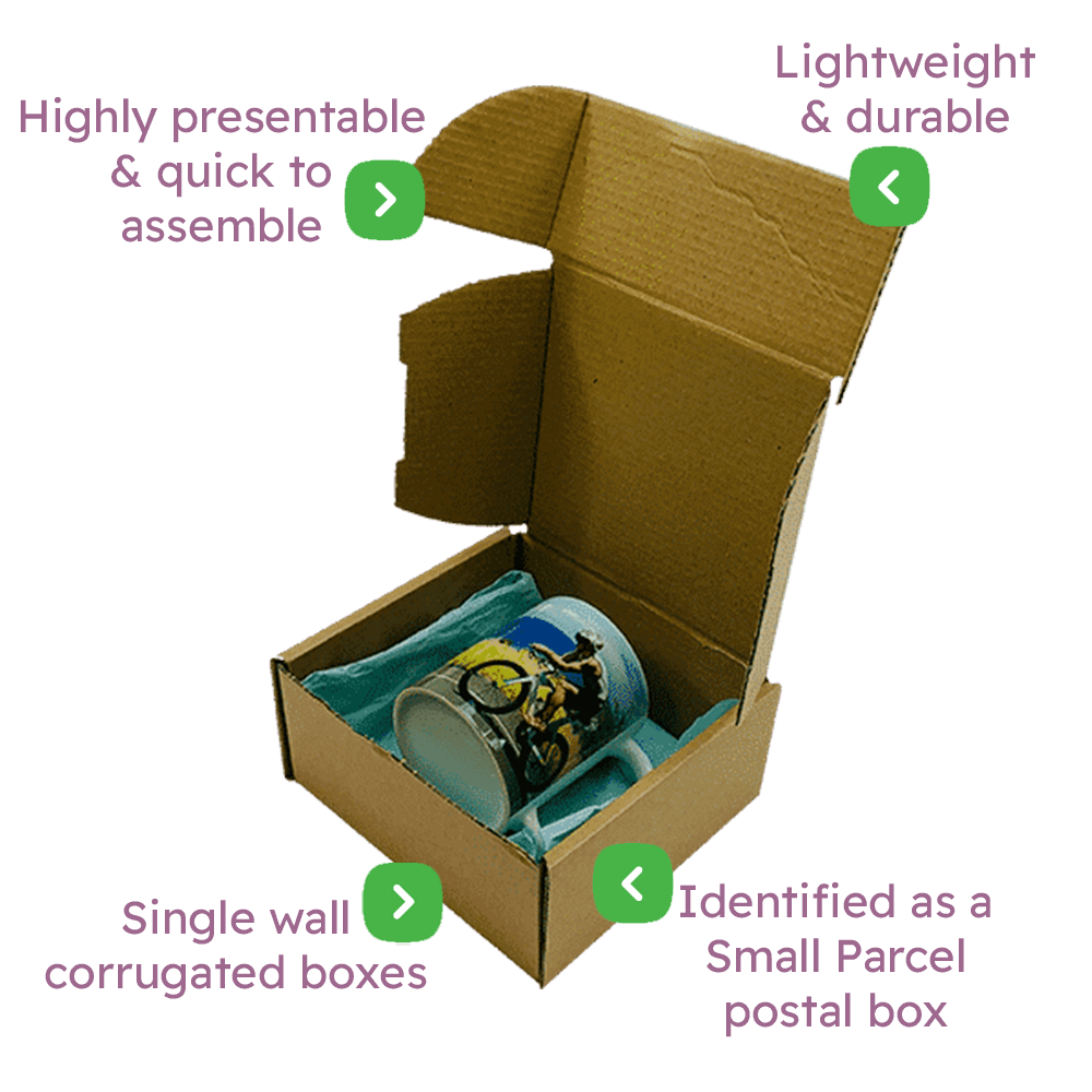 Brown PiP Small Parcel Postal Box - 160x150x75mm Infographic