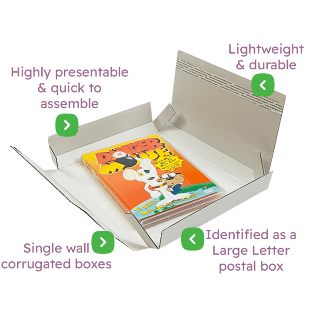 White PiP Large Letter Postal Box – 220x190x20mm Infographic