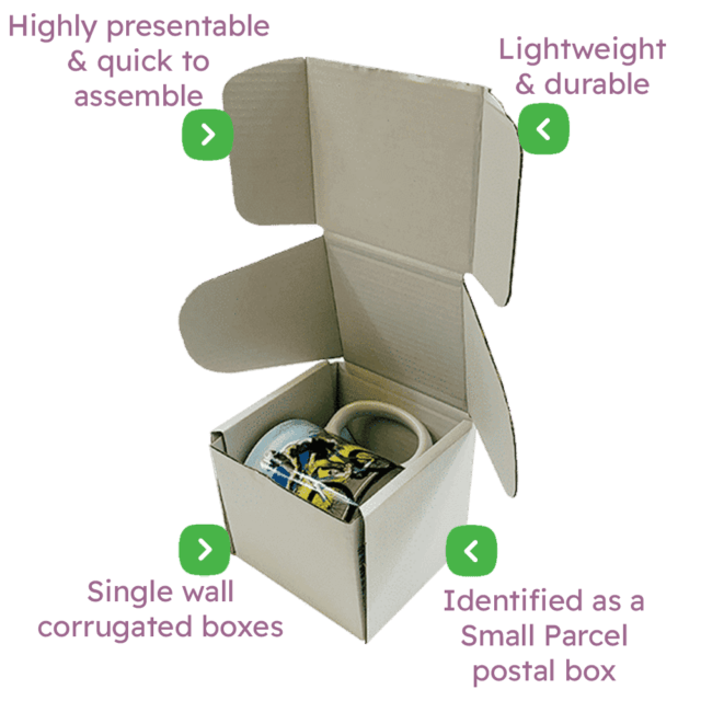 White PiP Small Parcel Postal Box - 102x102x102mm Infographic