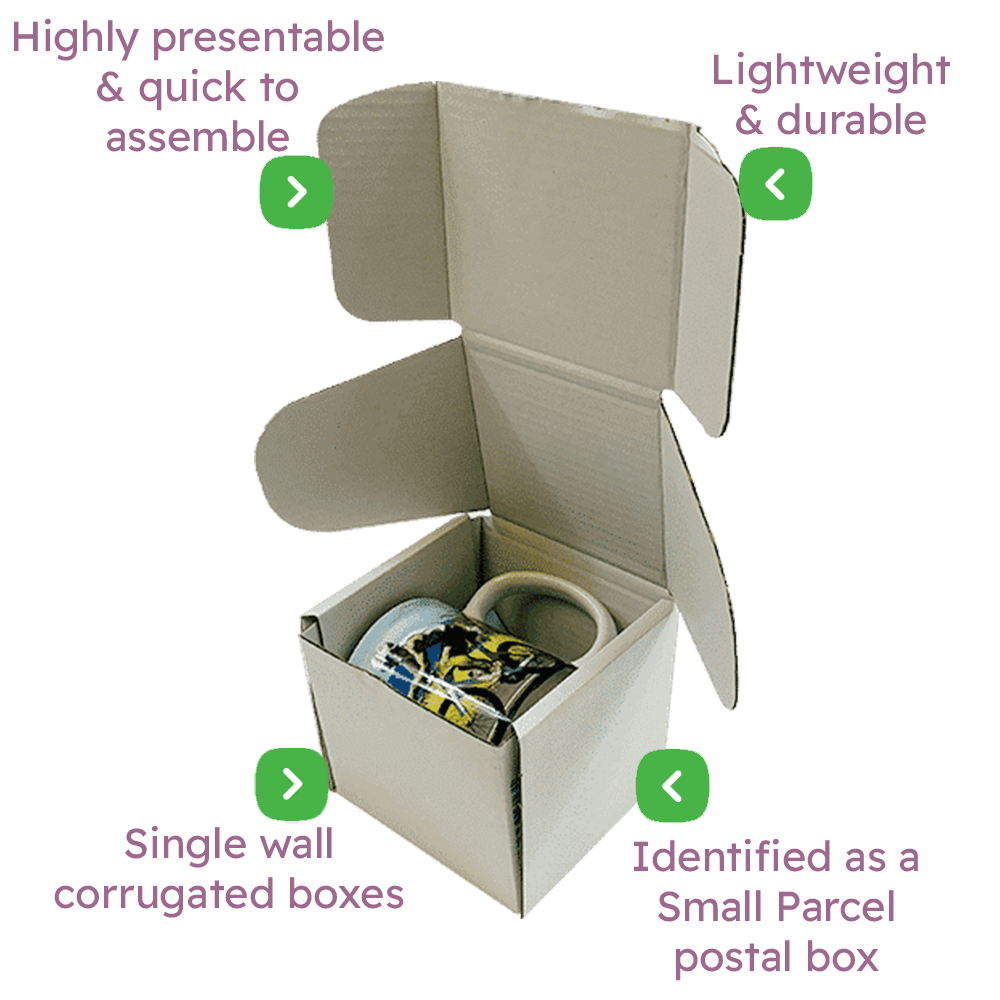 White PiP Small Parcel Postal Box - 102x102x102mm Infographic
