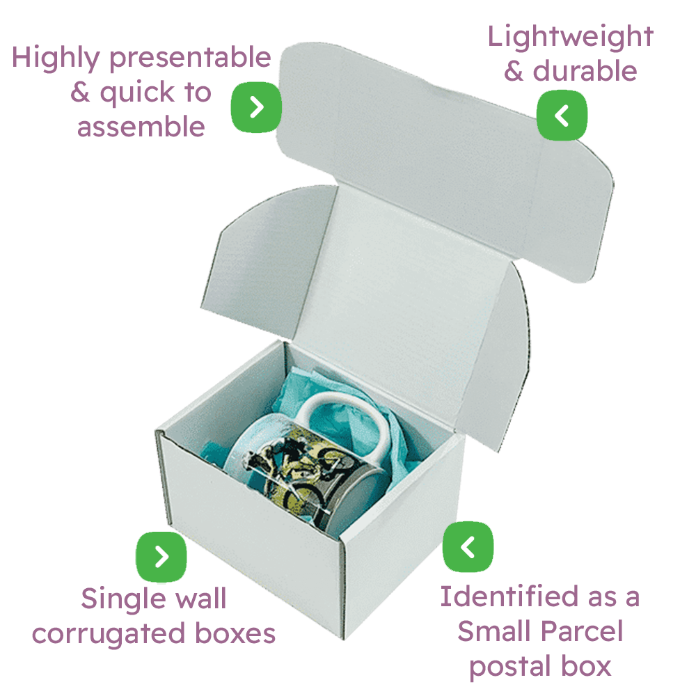 White PiP Small Parcel Postal Box - 152x127x95mm Infographic