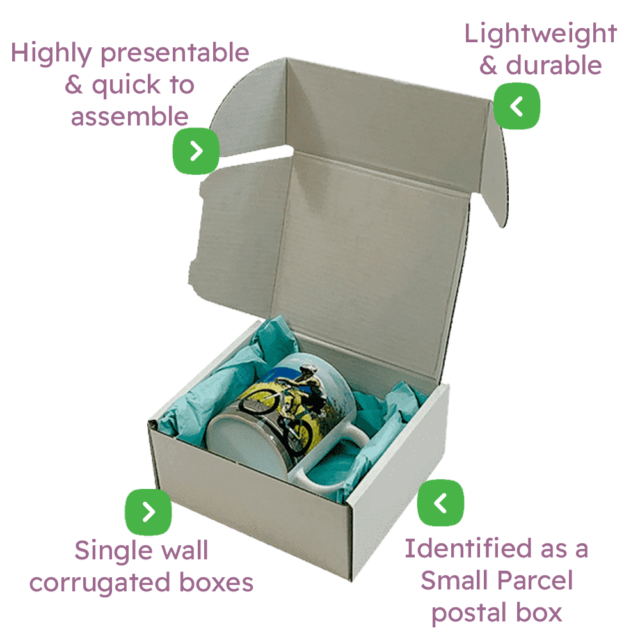 White PiP Small Parcel Postal Box – 160x150x75mm Infographic