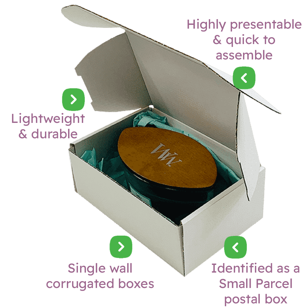 White PiP Small Parcel Postal Box - 222x150x88mm Infographic