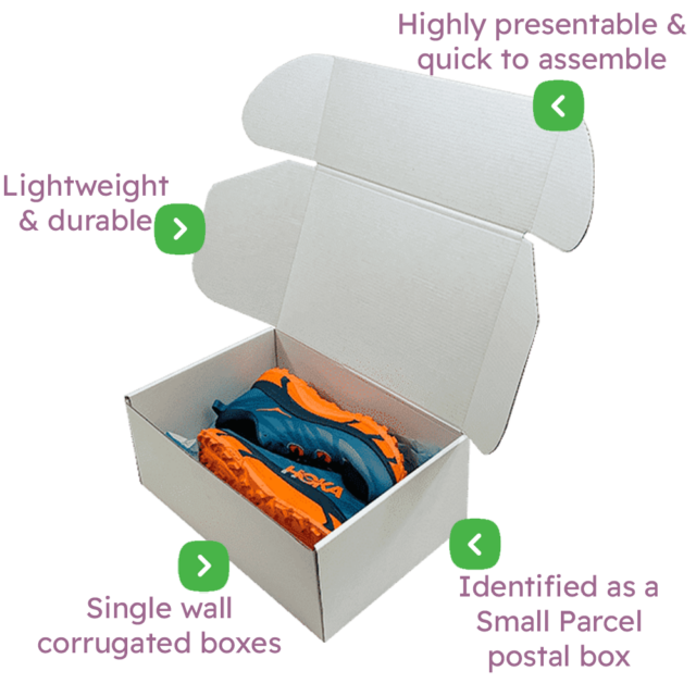White PiP Small Parcel Postal Box - 375x255x150mm Infographic