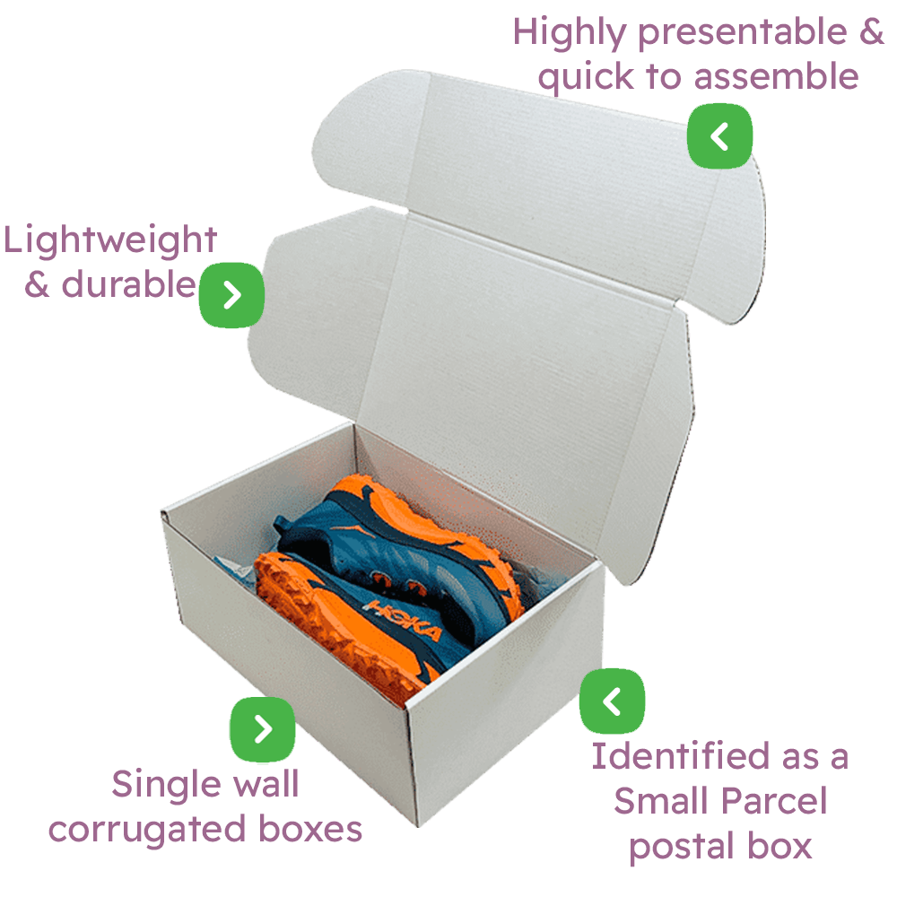 White PiP Small Parcel Postal Box - 375x255x150mm Infographic