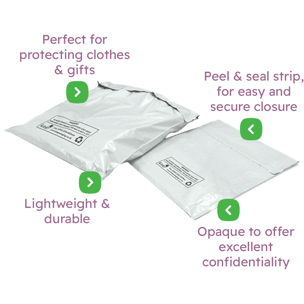 White Polythene Mailing Bags - 305x406mm Infographic