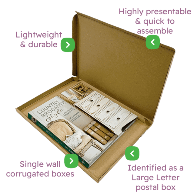 Brown PiP Large Letter Postal Box – 344x235x17mm Infographic