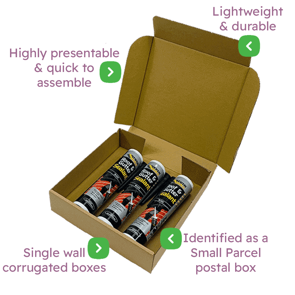 Brown PiP Small Parcel Cake Box - 254x254x63mm Infographic