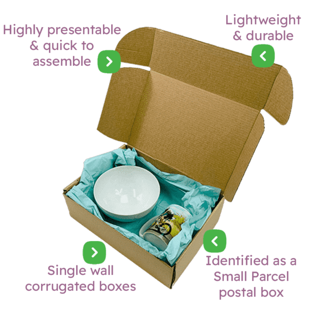 Brown PiP Small Parcel Postal Box – 290x208x95mm Infographic