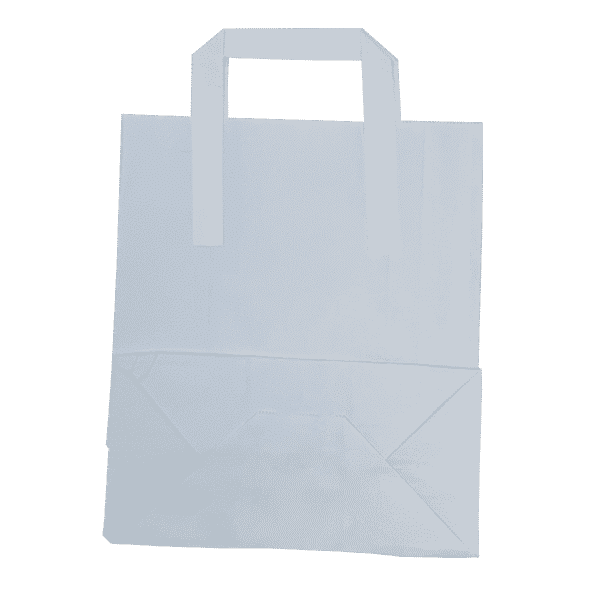 Medium White Tape Handle Paper Carrier Bags - 218x120x270mm