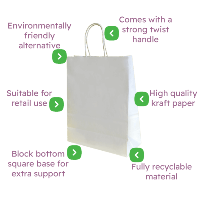 White Twist Handle Paper Carrier Bags Infographic