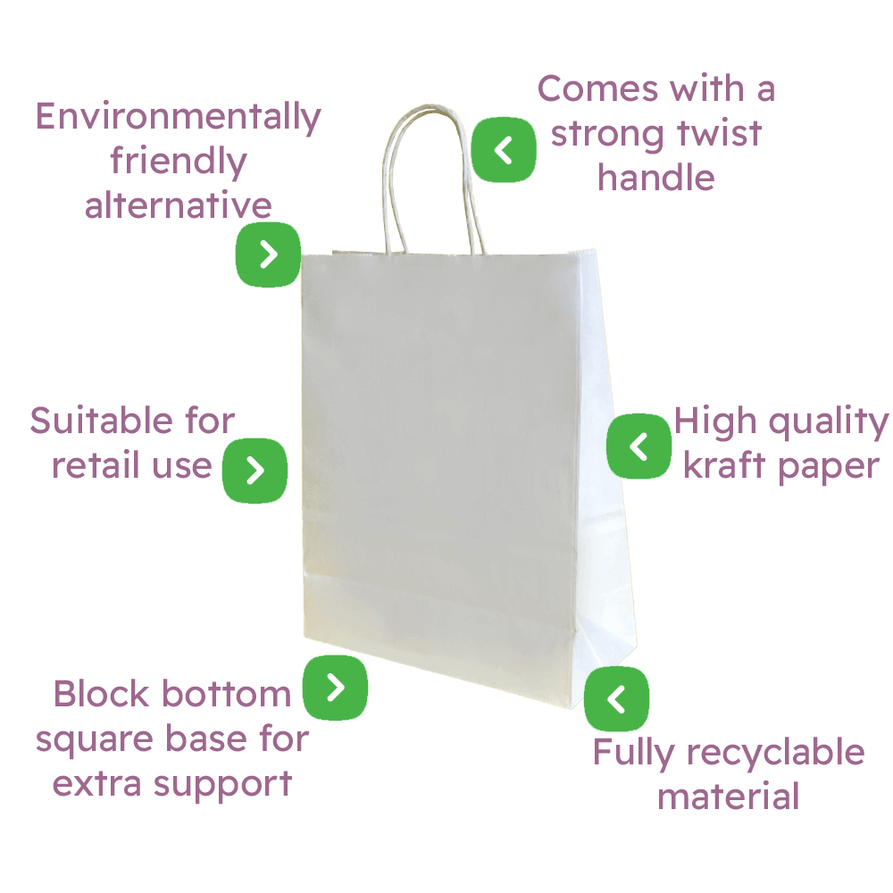 White Twist Handle Paper Carrier Bags Infographic