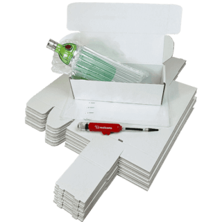 Single Bottle Air Packaging Kit - Includes Air Cushioning Bags, White Postal Boxes & Hand Pump