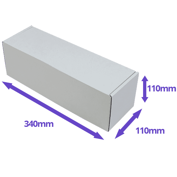 Single Bottle Air Packaging Kit - Includes Air Cushioning Bags, White Postal Boxes & Hand Pump - Box Dimensions