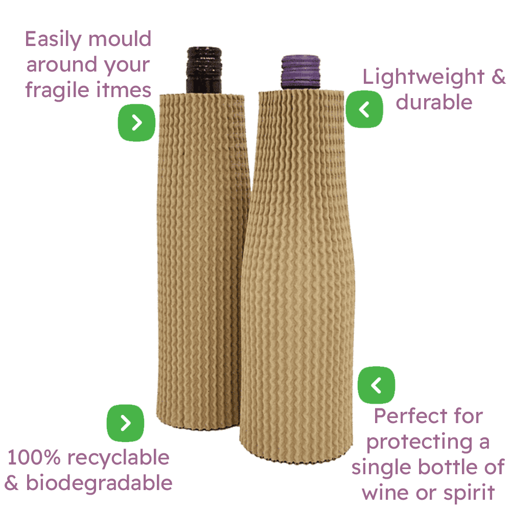 Brown Corrugated Bottle Sleeves - 300x75mm