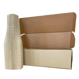 Single Bottle Corrugated Bottle Sleeves Kit – Includes Corrugated Bottle Sleeves & Brown Postal Boxes