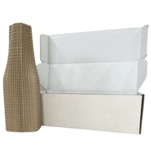 Single Bottle Corrugated Bottle Sleeves Kit – Includes Corrugated Bottle Sleeves & White Postal Boxes