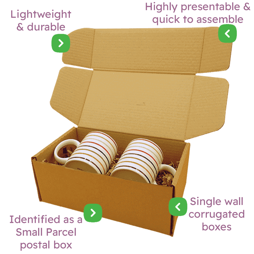 Brown PiP Small Parcel Postal Box - 250x150x100mm Infographic