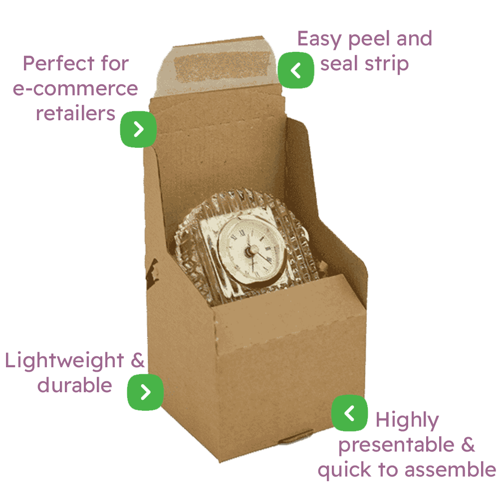 Brown E-Commerce Postal Box - 110x100x70mm Infographic