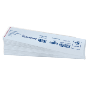 Extra Long Single Cut Franking Machine Labels Example