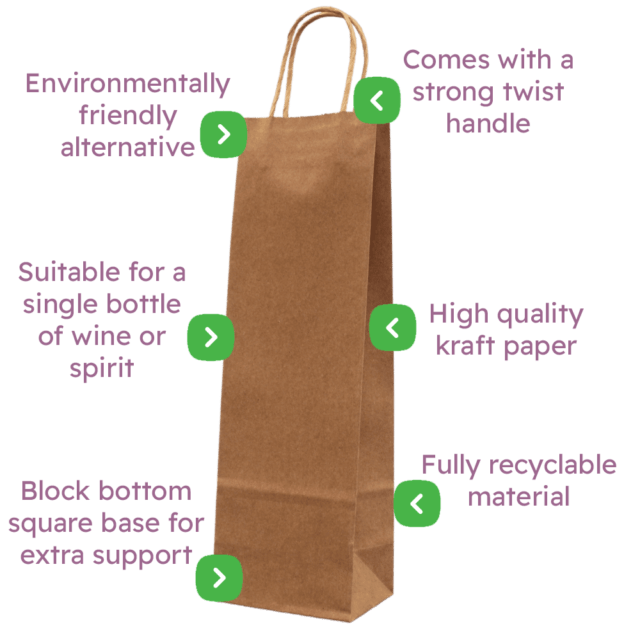 Brown Twist Handle Paper Carrier Bags - 110x85x360mm - Infographic