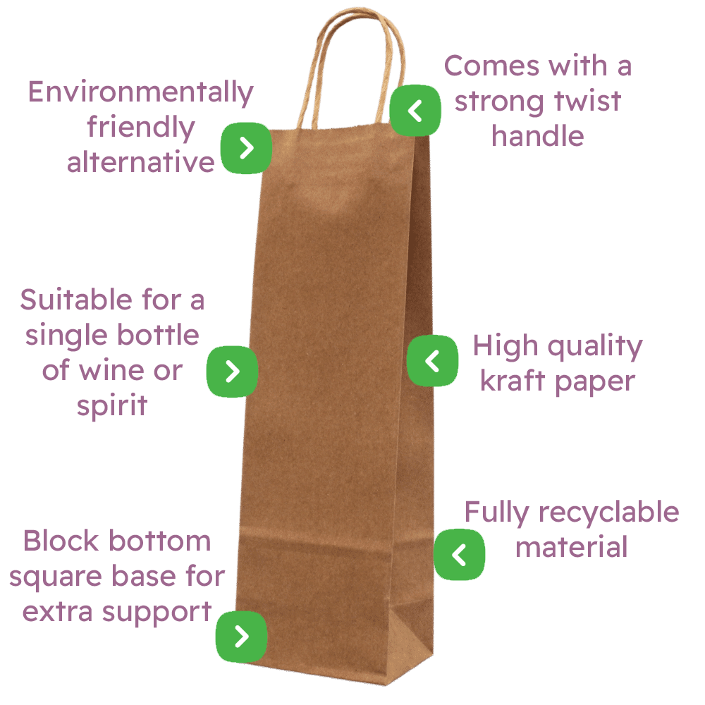 Brown Twist Handle Paper Carrier Bags - 110x85x360mm - Infographic