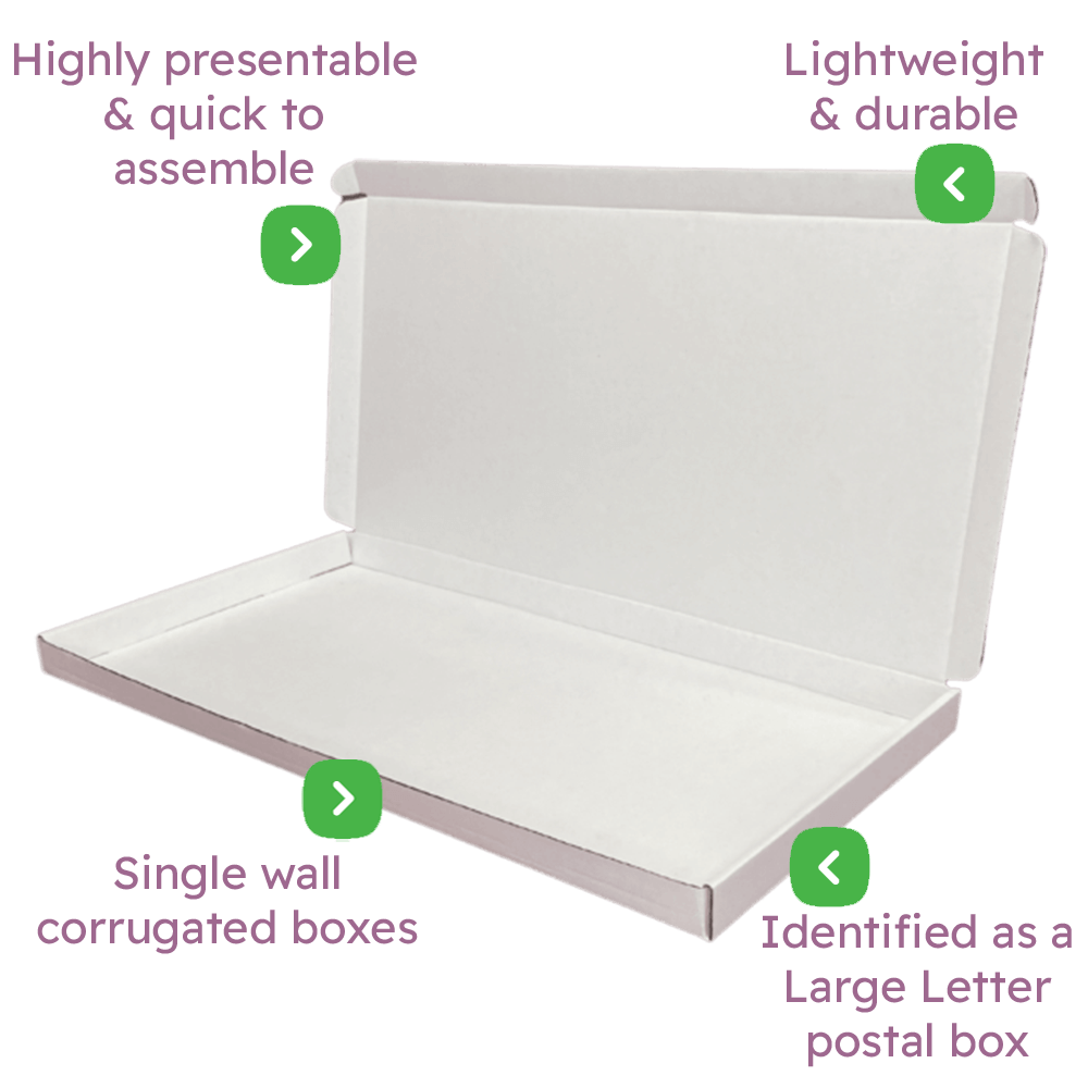 White PiP Large Letter Postal Box – 430x219x23mm Infographic