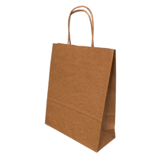 Ribbed Kraft Premium Brown Twist Handle Paper Carrier Bags - 200x80x240mm