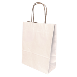 White Kraft Premium Twist Handle Paper Carrier Bags - 185x80x240mm