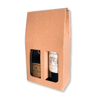 Double Bottle Brown Pinch Top Bottle Carrier Box - 182x91x323mm