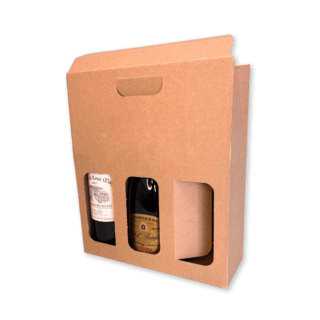 Triple Bottle Brown Pinch Top Bottle Carrier Box - 273x91x323mm