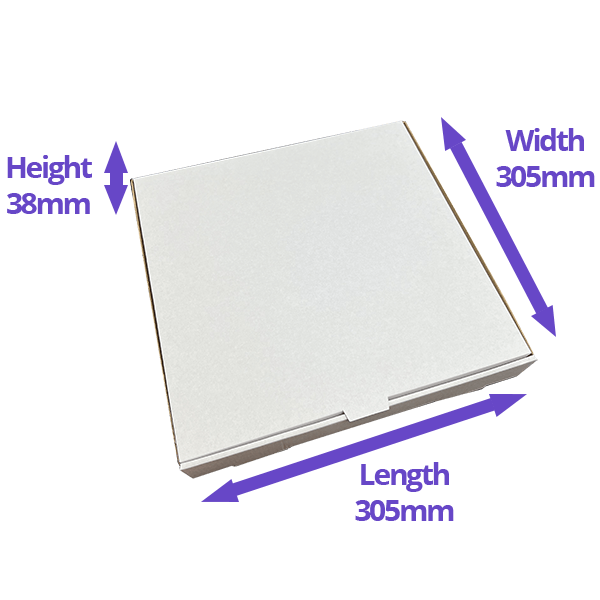 White 12" (Inch) Takeaway Pizza Box - 305x305x38mm