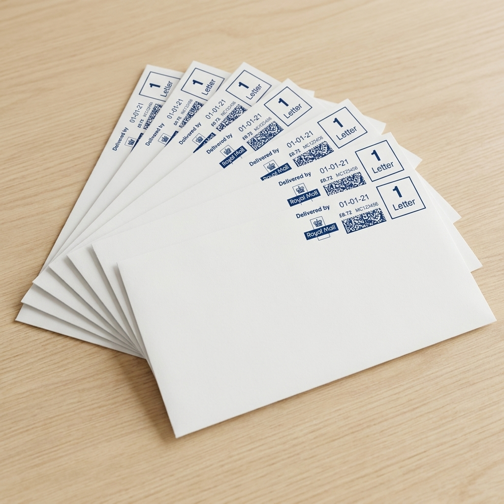 Royal Mail rates - fanned franked envelopes
